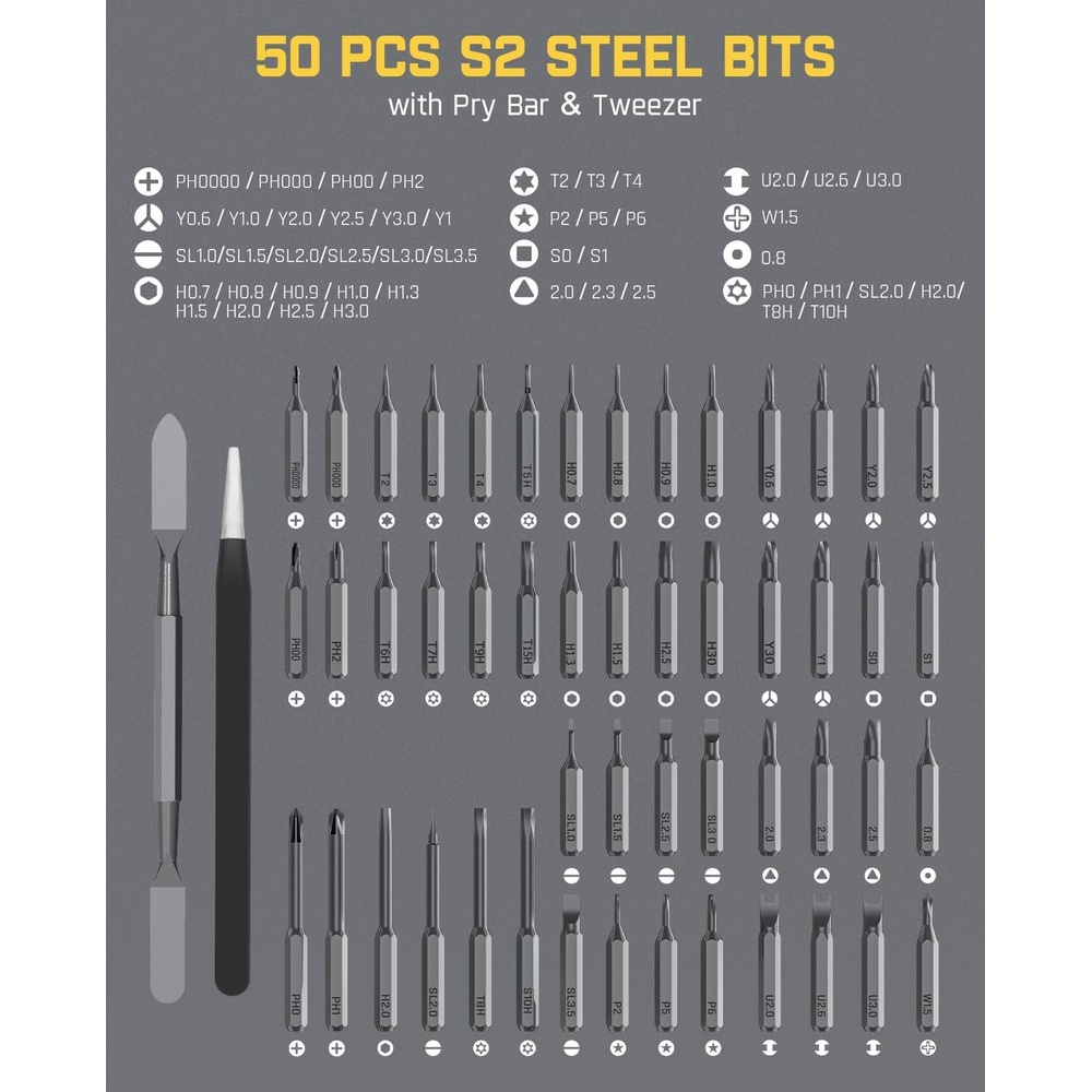 Fanttik Kit Chave Fenda Precisão 50 Em 1 Bits Magnéticos
