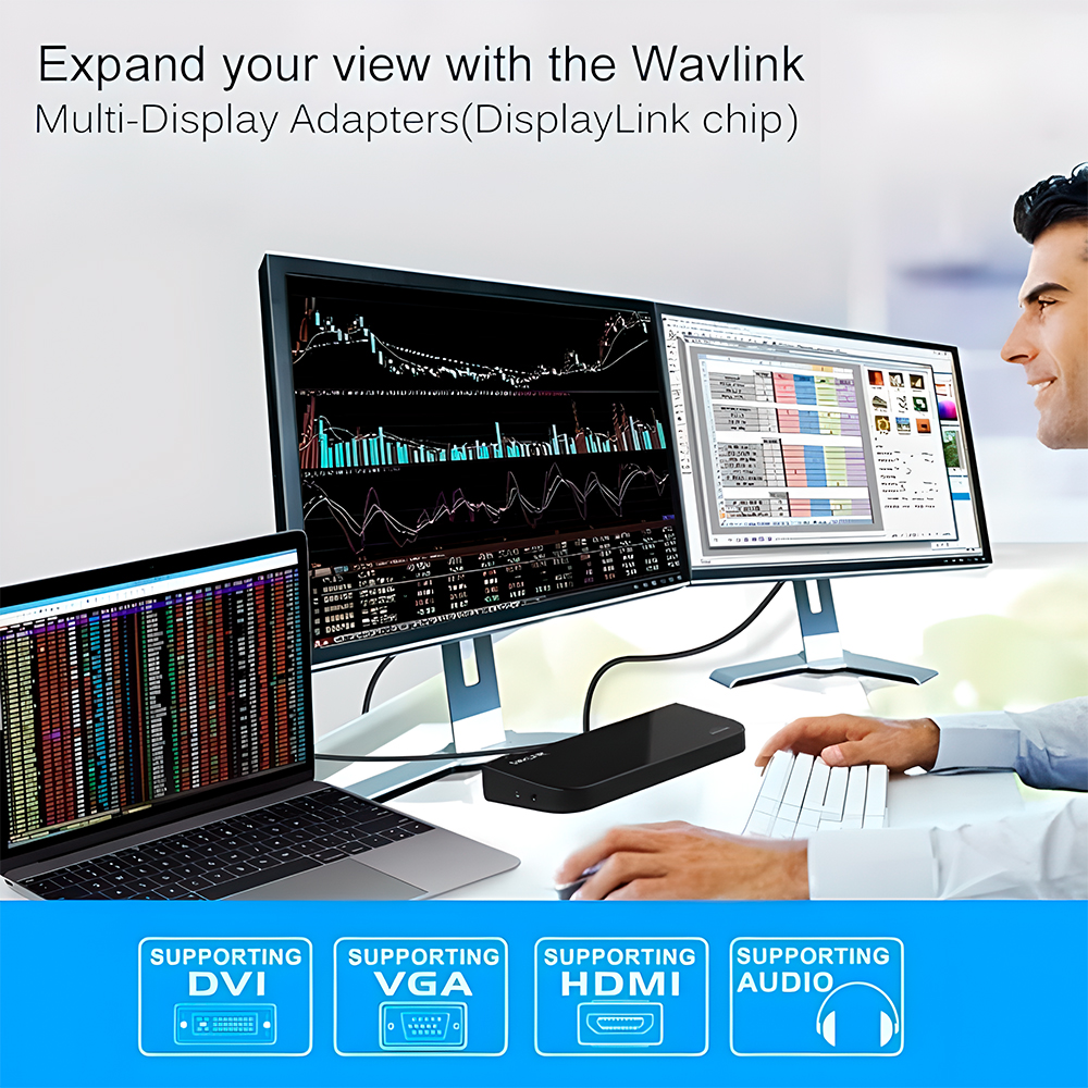 Wavlink Docking Station USB Dual Monitores Mac Windows
