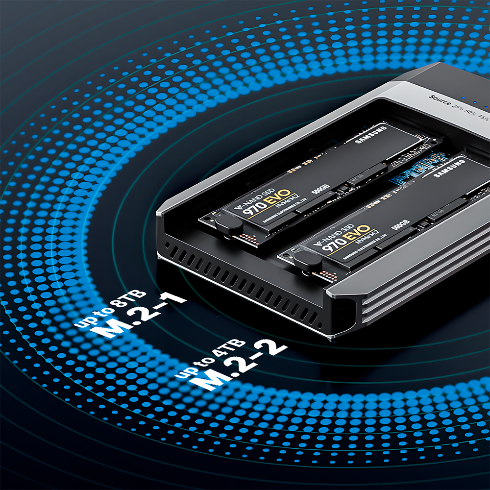 Gabinete Duplo Wavlink para M.2 SSD NVMe Dual-Bay 20Gbps