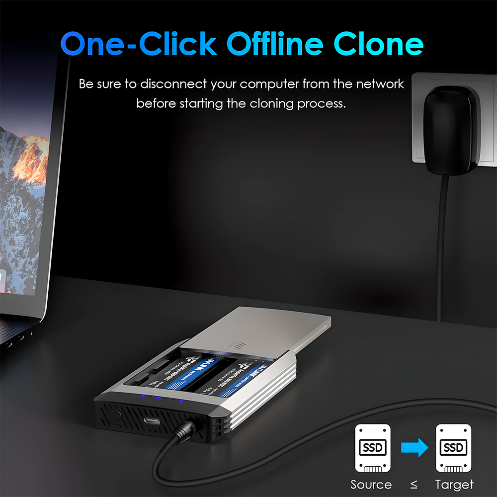 Gabinete Duplo Wavlink para M.2 SSD NVMe Dual-Bay 20Gbps