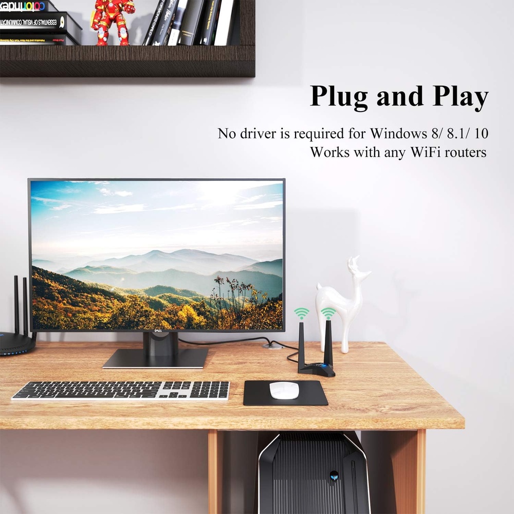 Adaptador WiFi Wavlink USB 3.0 AC1300 Dual Band P/ PC