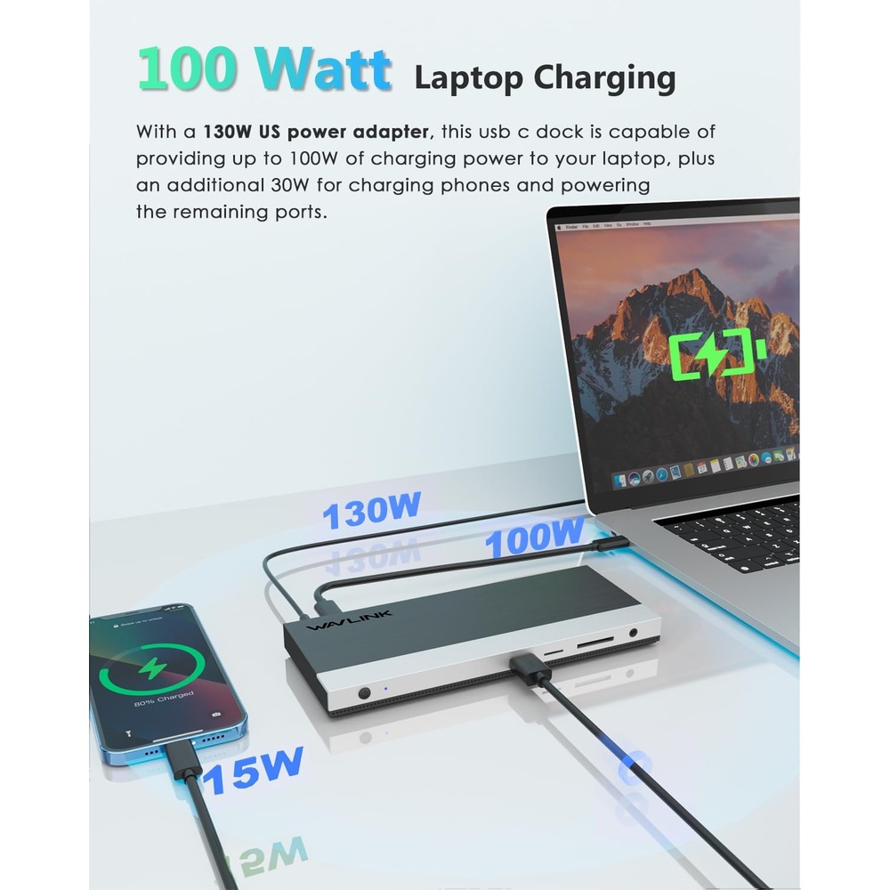 Docking Station Wavlink USB C Triplo Monitor Para Notebook