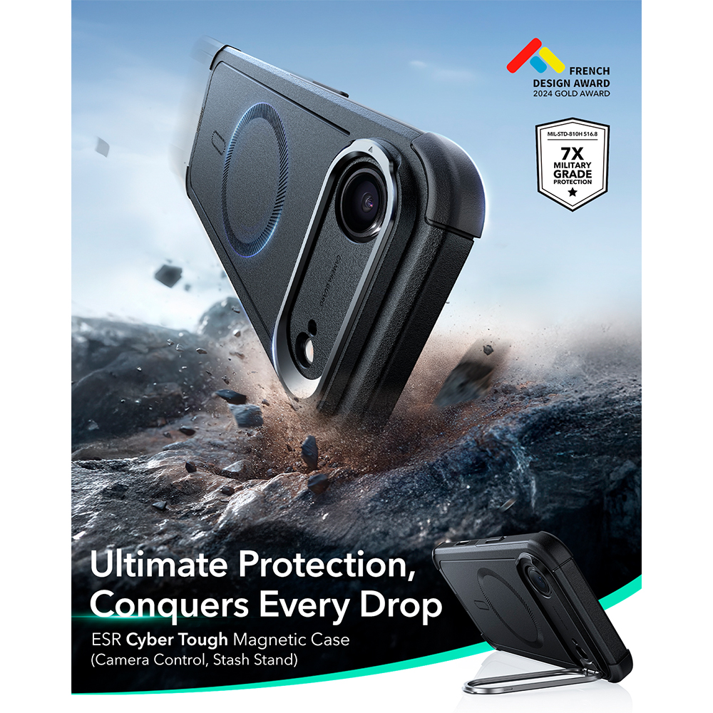 Capa ESR iPhone 17 Air Halolock Cyber Armor Suporte Preto