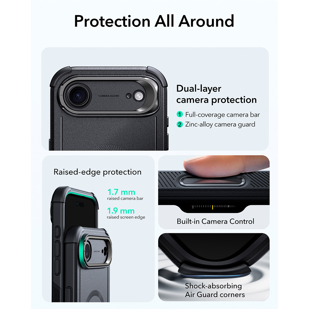 Capa ESR iPhone 17 Air Halolock Cyber Armor Suporte Preto