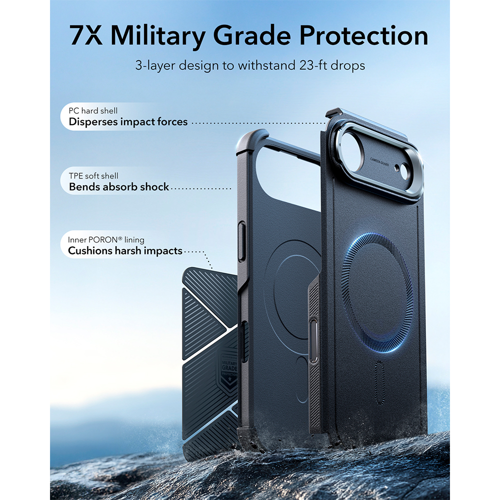 Capa ESR iPhone 17 Air Halolock Cyber Armor Suporte Preto