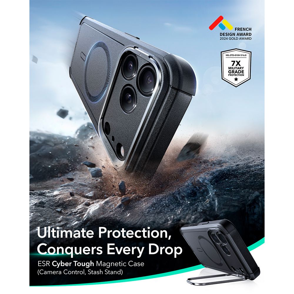 ESR Capa iPhone 17 Pro Max Halolock Cyber Armor Stash Stand