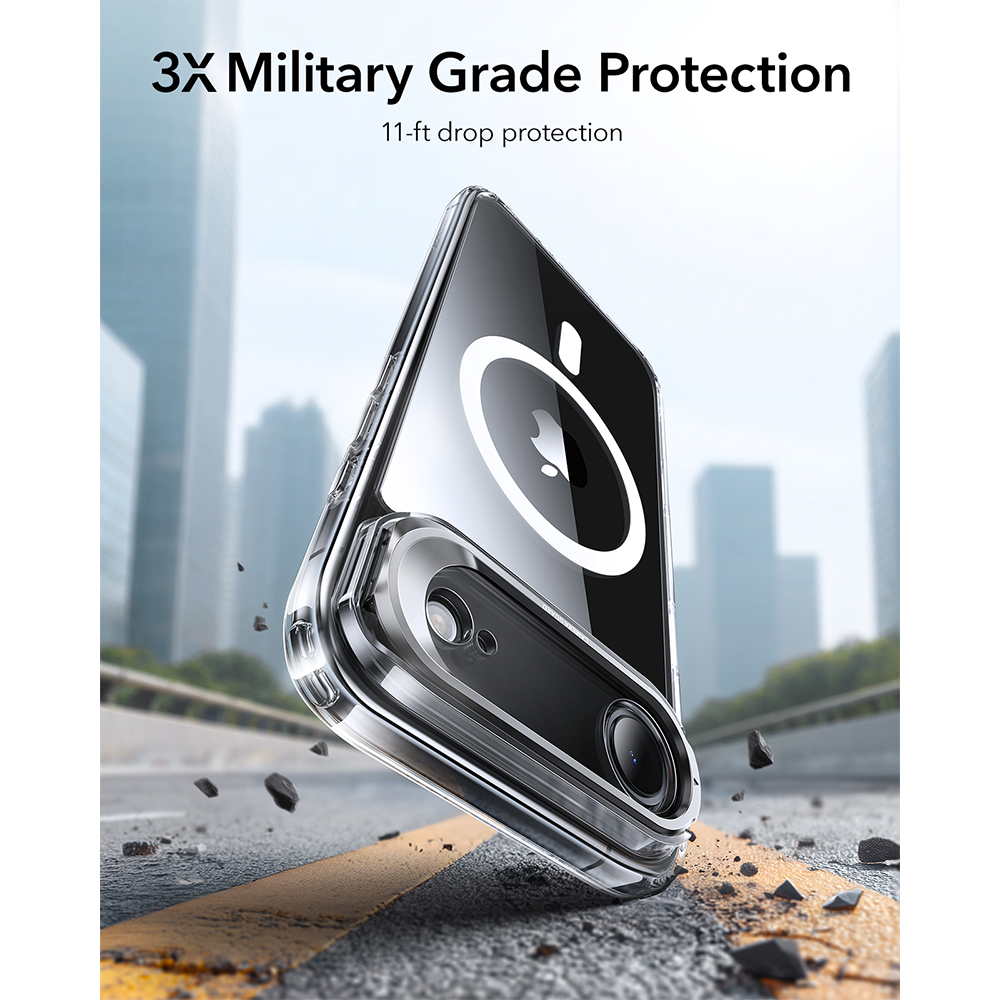 Capa ESR iPhone 17 Halolock Híbrida Suporte Transparente