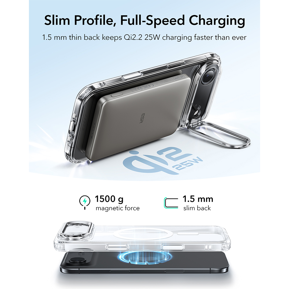 Capa ESR iPhone 17 Halolock Híbrida Suporte Transparente