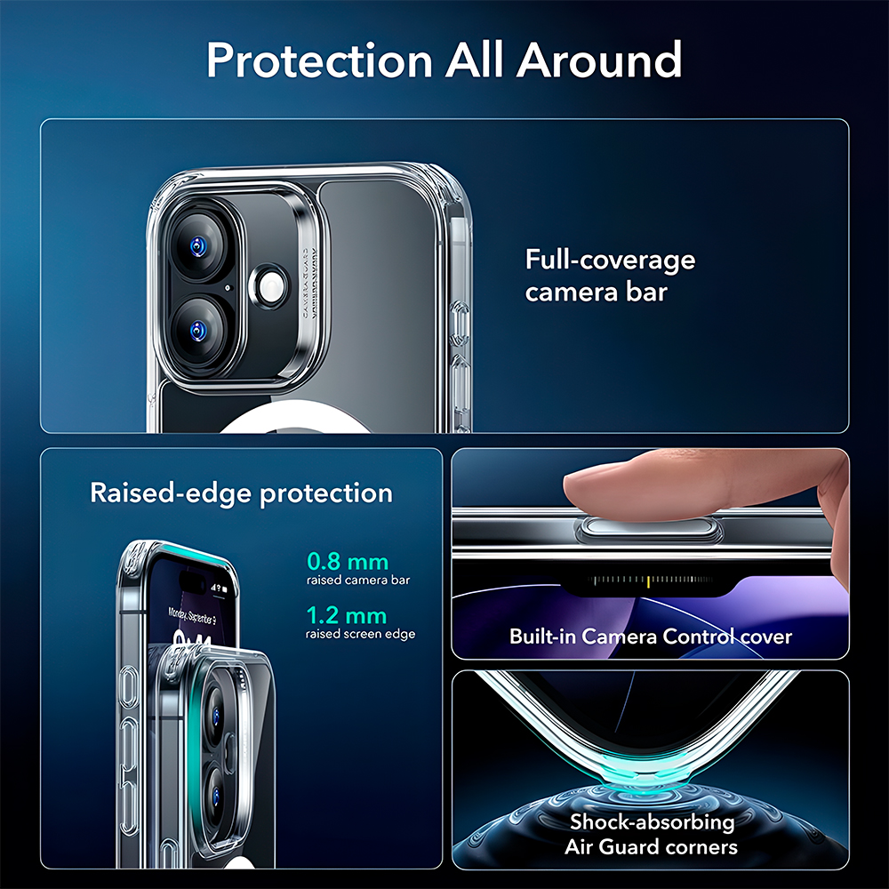 Capa ESR iPhone 17 Halolock Botão Câmera Transparente