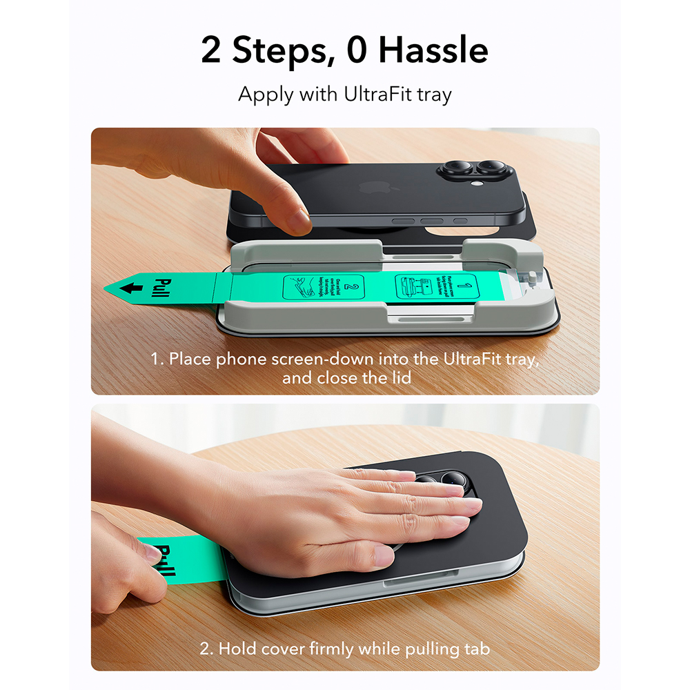 Película ESR Vidro Temperado iPhone 17/16 Pro UltraFit 2Unid