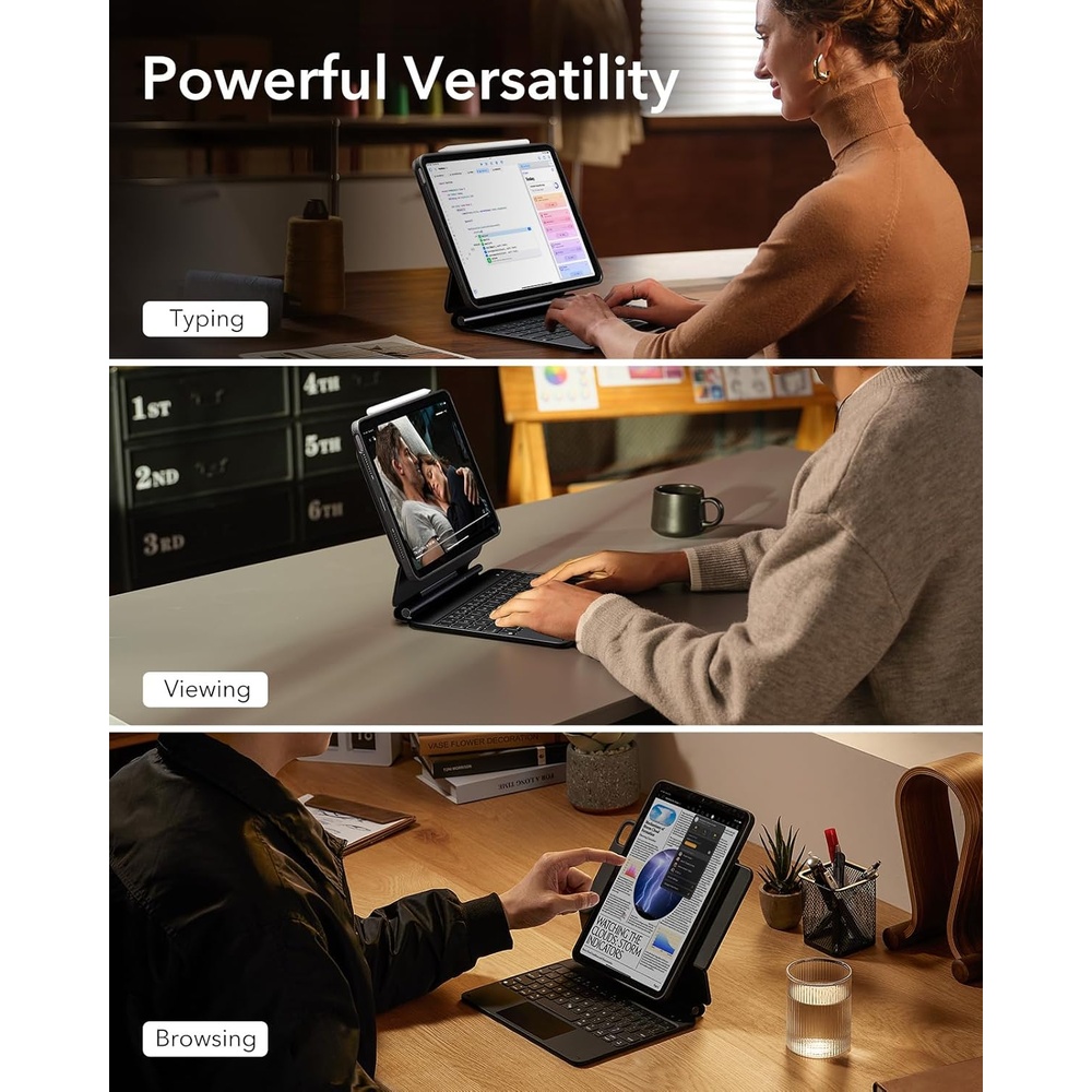 Capa Teclado ESR iPad Air 11 / Pro 11 Magnética - Preto