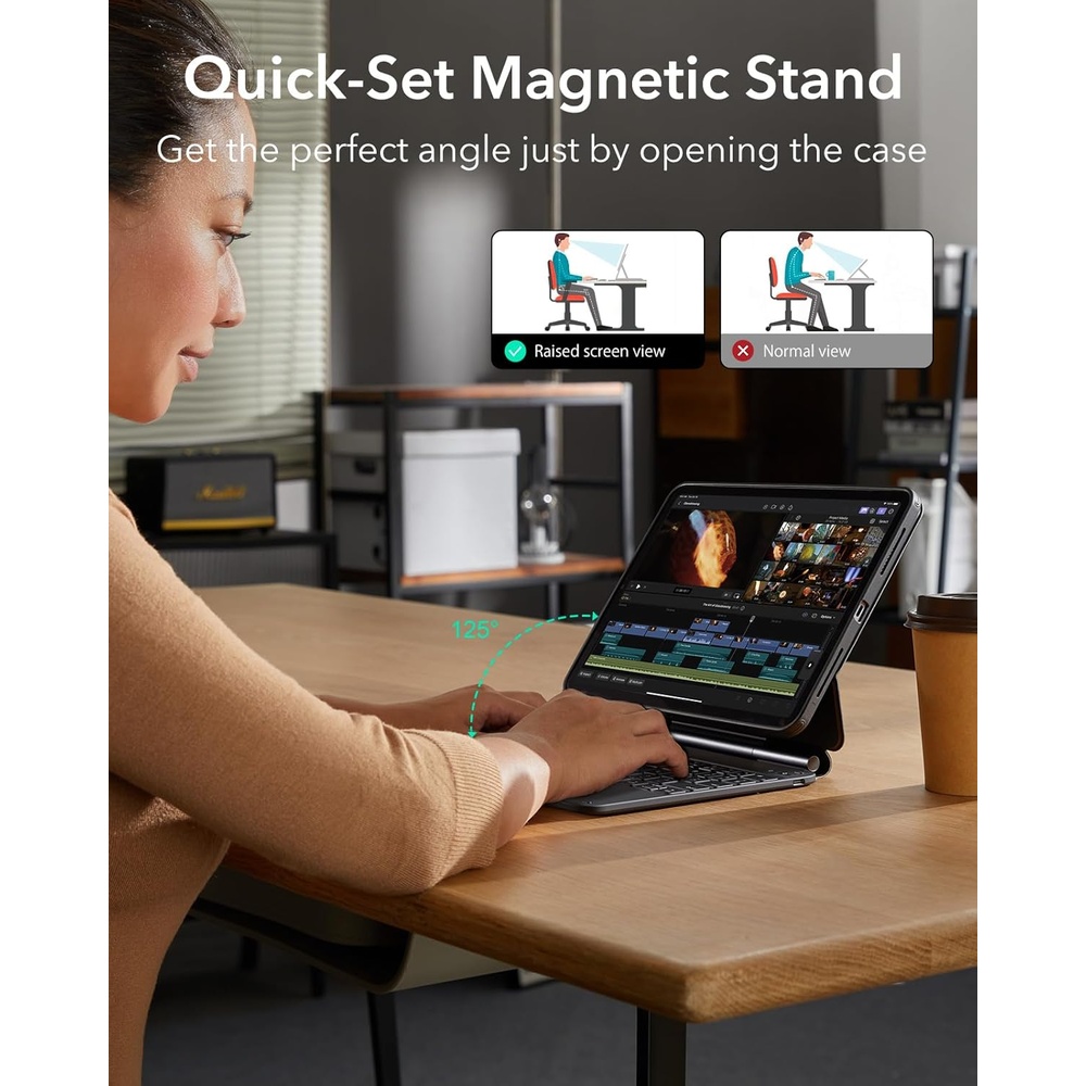 Capa Teclado ESR iPad Air 11 / Pro 11 Magnética - Preto