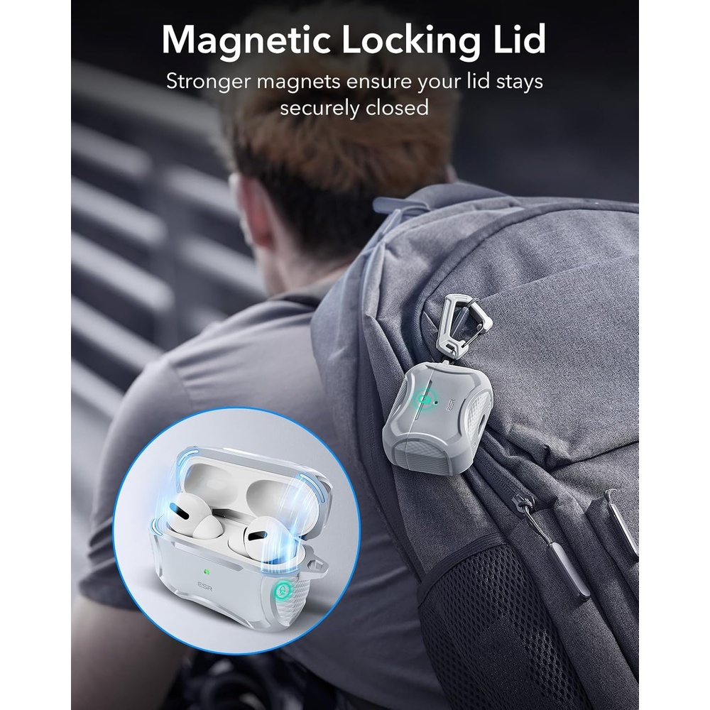 Capa ESR AirPods Pro 2 MagSafe Anti-Queda Magnética Cinza