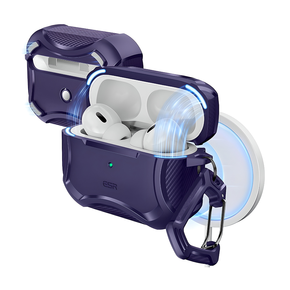 Capa ESR AirPods Pro 2 Proteção Quedas MagSafe Roxa