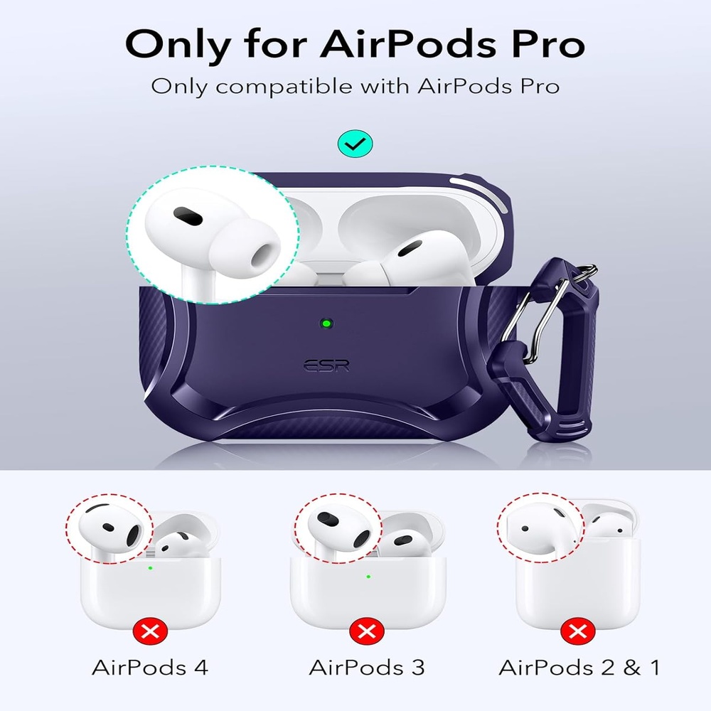 Capa ESR AirPods Pro 2 Proteção Quedas MagSafe Roxa