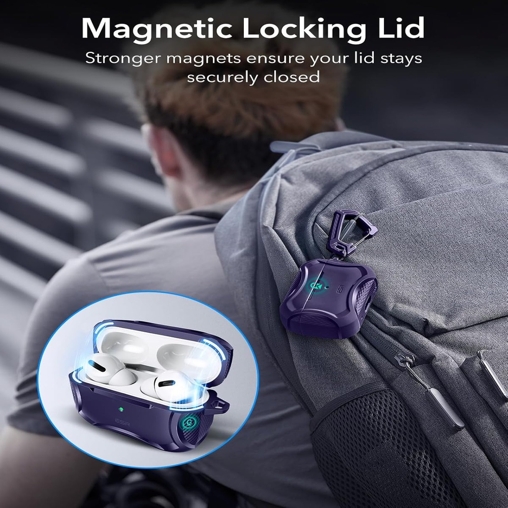 Capa ESR AirPods Pro 2 Proteção Quedas MagSafe Roxa