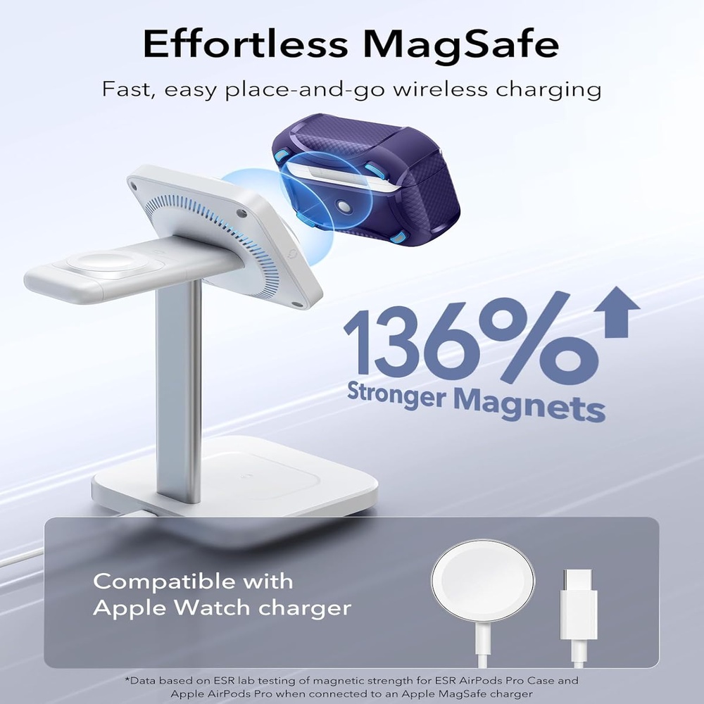 Capa ESR AirPods Pro 2 Proteção Quedas MagSafe Roxa