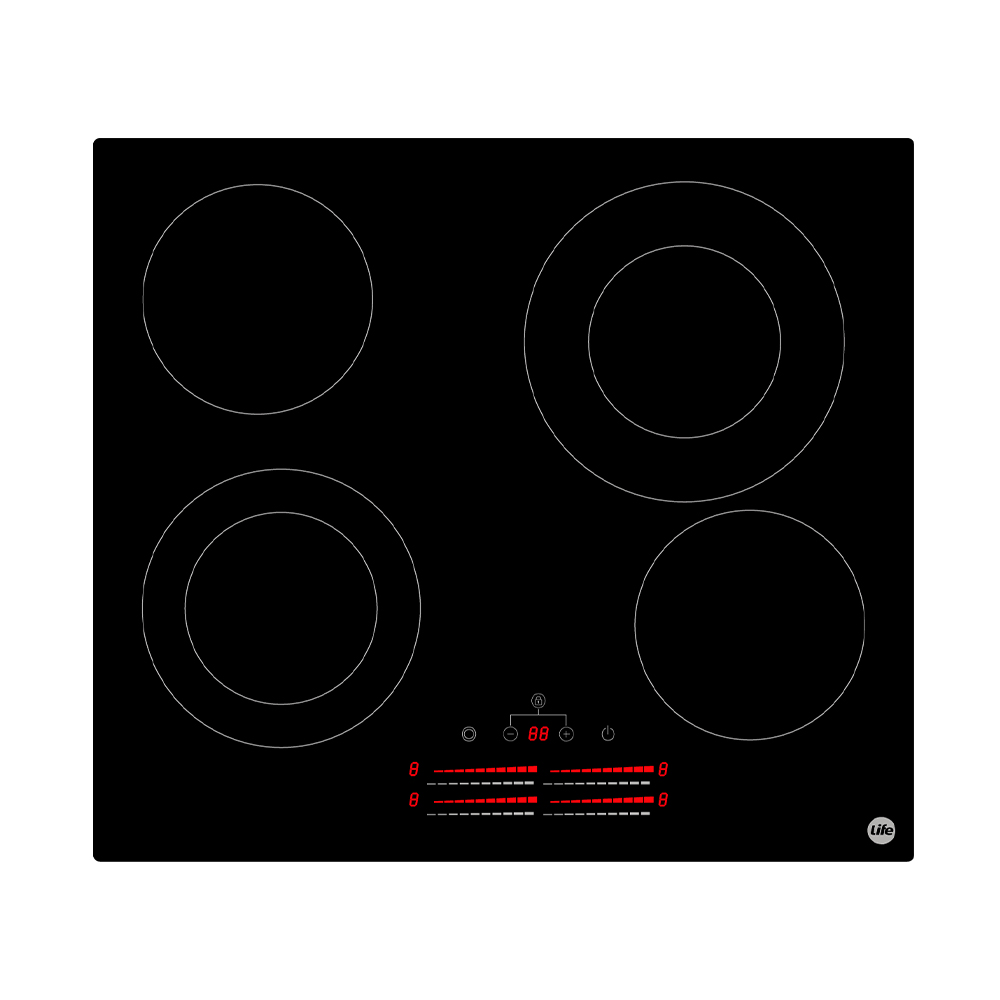 Cooktop Life Vitrocerâmico com 4 Bocas 60cm Preto Moderno