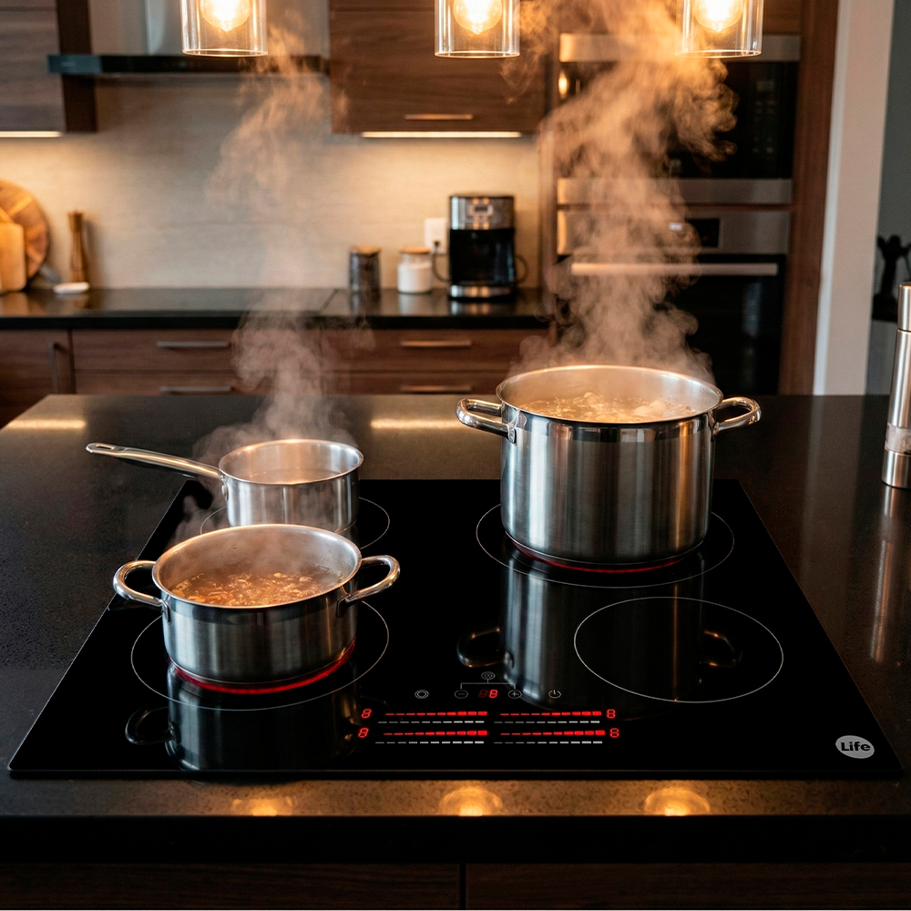 Cooktop Life Vitrocerâmico com 4 Bocas 60cm Preto Moderno