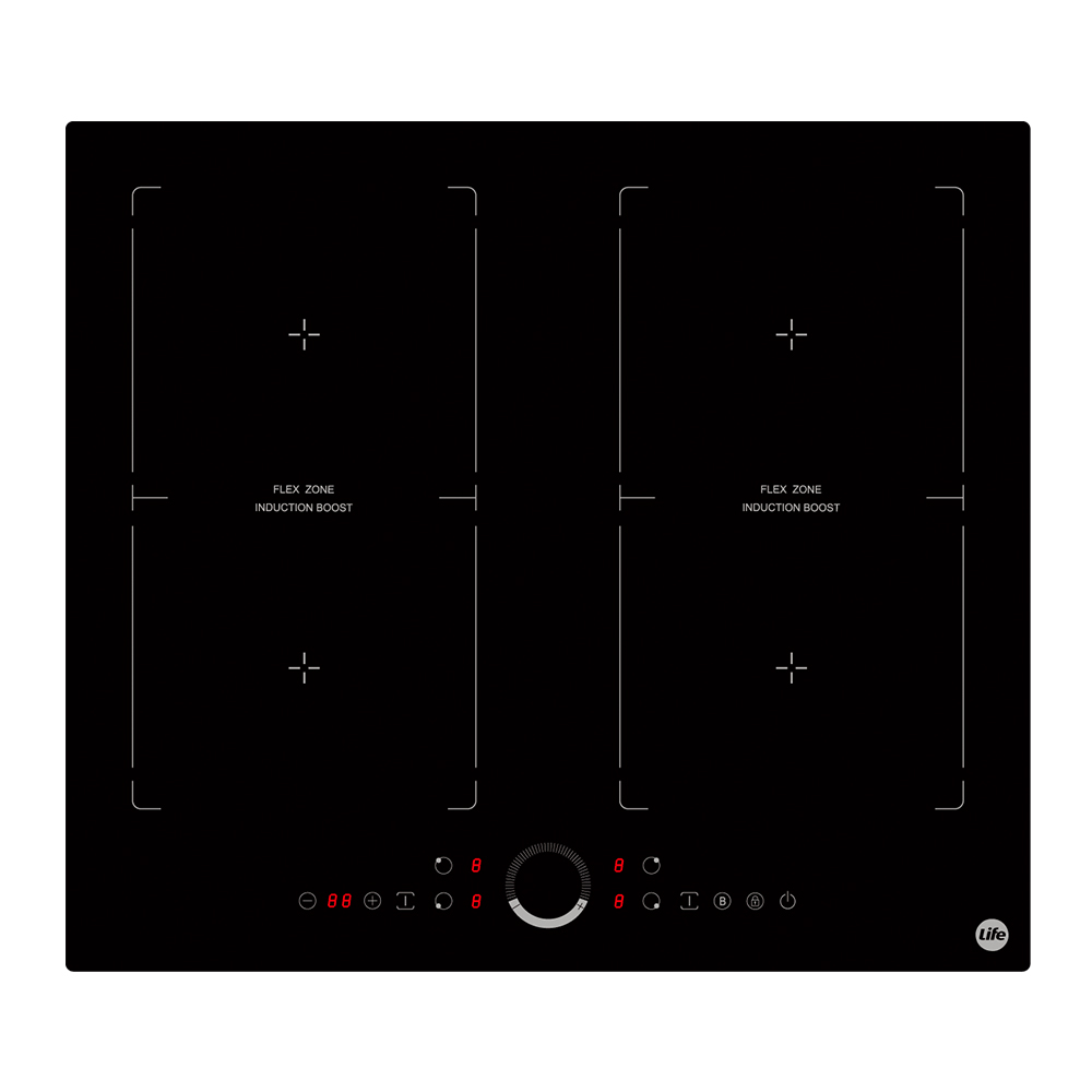 Cooktop Indução Life 4 Zonas 60cm Vidro Cerâmico Preto