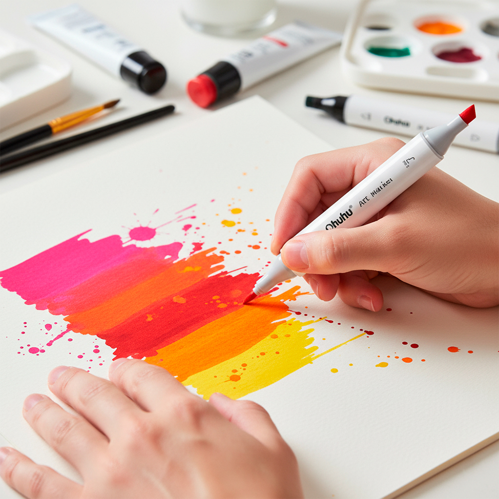 Marcadores Ohuhu Oahu-01 Ponta Dupla Pincel Desenho Arte
