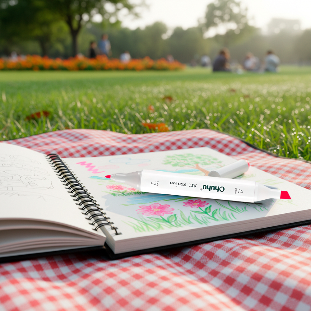 Marcadores Ohuhu Oahu-01 Ponta Dupla Pincel Desenho Arte