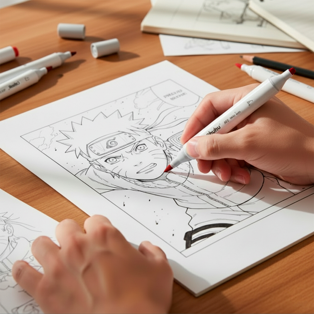 Marcadores Ohuhu Oahu-01 Ponta Dupla Pincel Desenho Arte