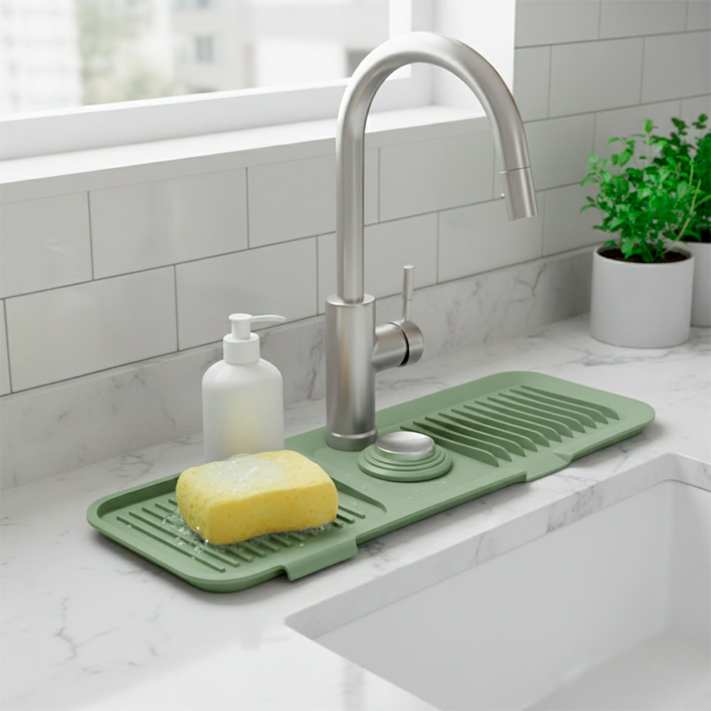 Life Tapete Protetor de Pia Silicone Verde Antiderrapante