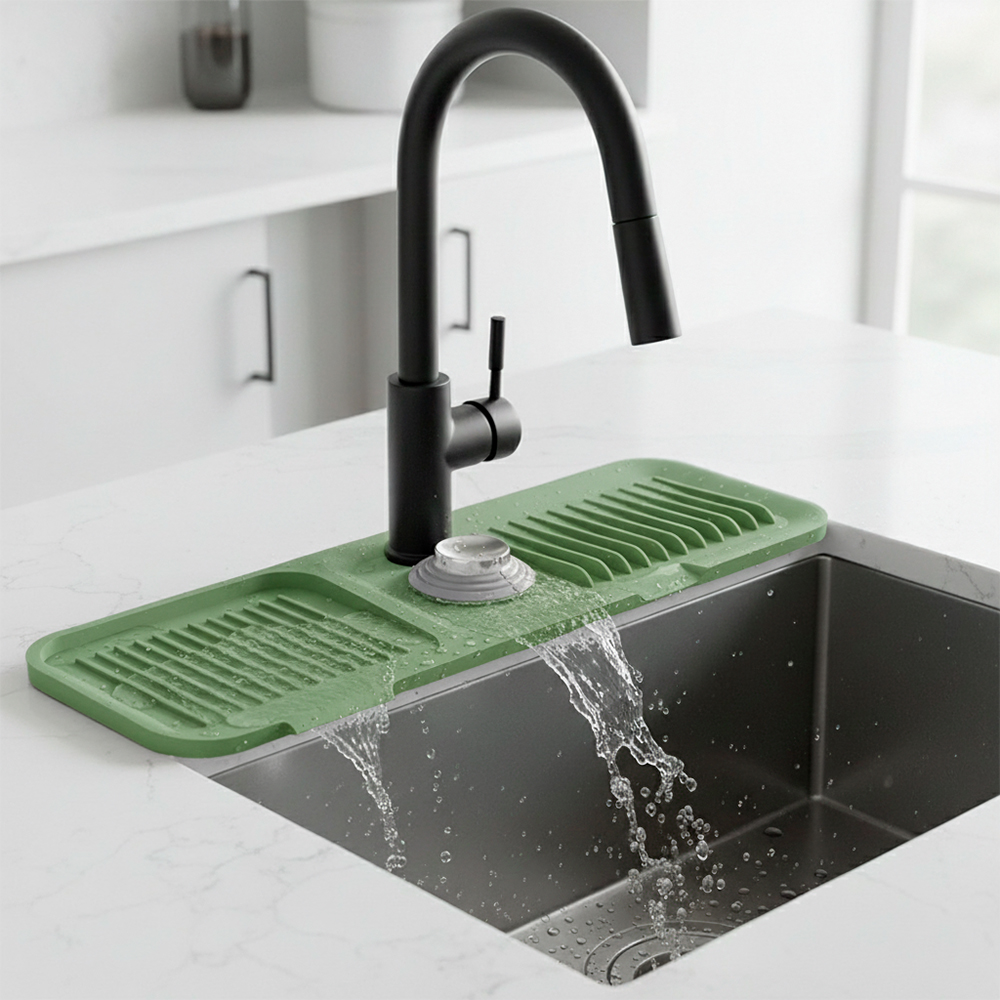 Life Tapete Protetor de Pia Silicone Verde Antiderrapante