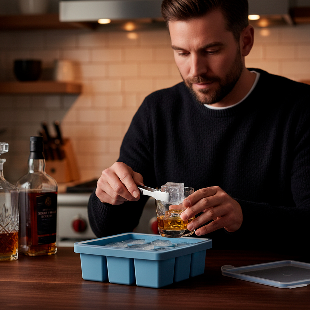 Kuhu Bandeja Organizadora c/Tampa p/Gelo Alimentos Azul