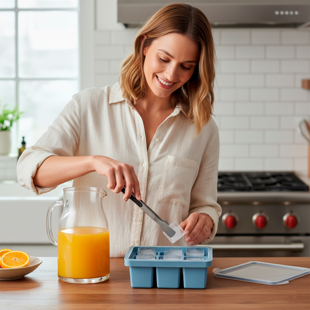 Kuhu Bandeja Organizadora c/Tampa p/Gelo Alimentos Azul