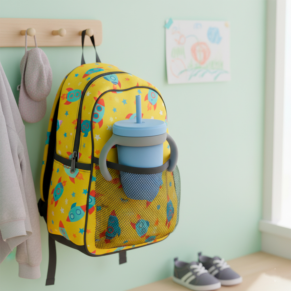 Copo Kuhu 240ml Com Canudo E Tampa Antivazamento Azul