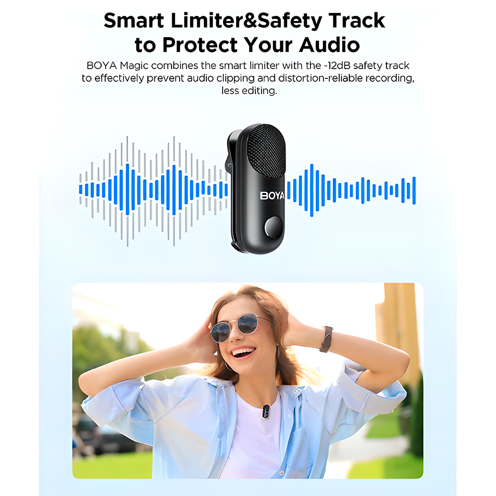 Microfone Lapela Sem Fio BOYA Magic-03 AI Câmera Celular