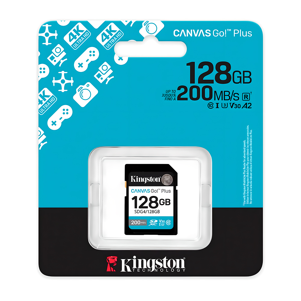 Cartão Memória Sd Kingston Canvas Go Plus 128gb 200Mbs V30