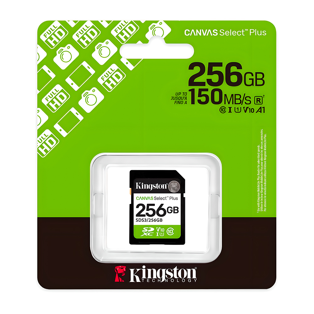 Cartão Memória SD Kingston Canvas Select Plus 256GB 150MB/s