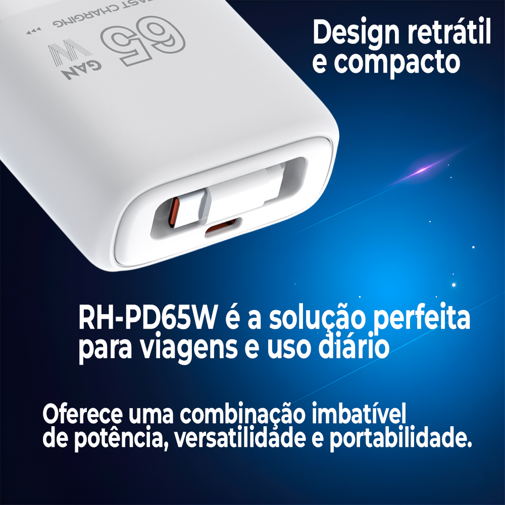 Carregador Rápido Life 65W 2 USB-C PD Celular e Tablet