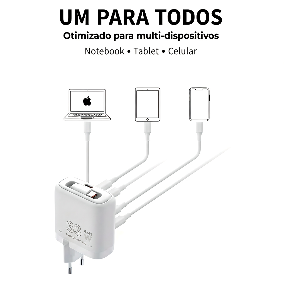 Carregador Life Retrátil 30W USB-C PD Rápido Celular Table