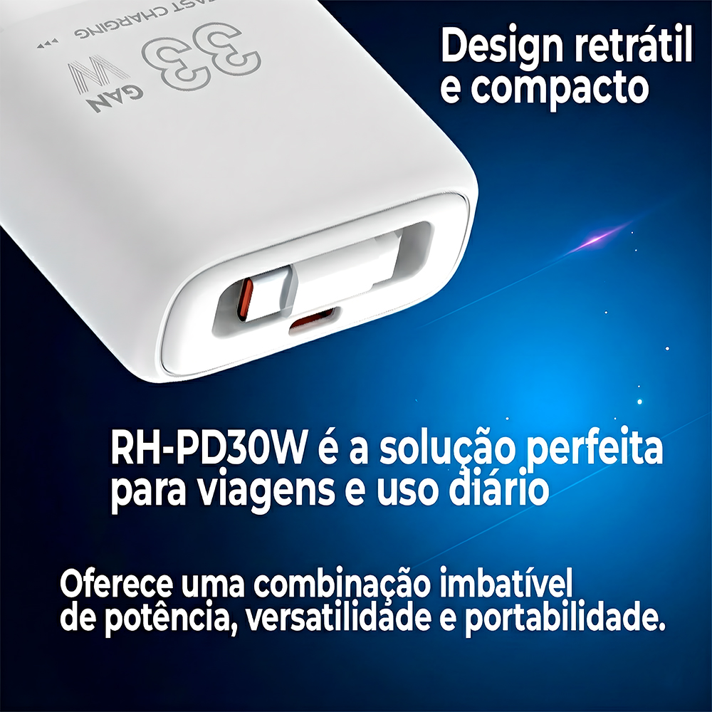 Carregador Life Retrátil 30W USB-C PD Rápido Celular Table