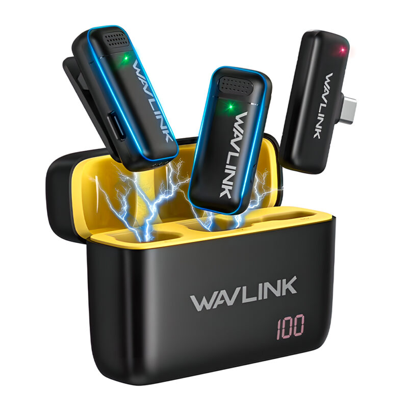 Microfone Sem Fio Wavlink Lapela Celular Vlog iPhone Android