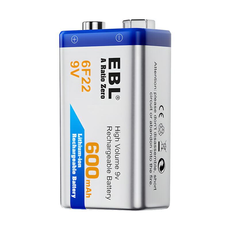 Bateria Recarregável EBL Lithium Ion 9V 600mAh de Alta Capacidade