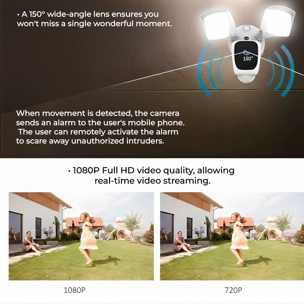 Câmera Segurança Externa Aoni 97A 3MP WiFi IP65 2500LM