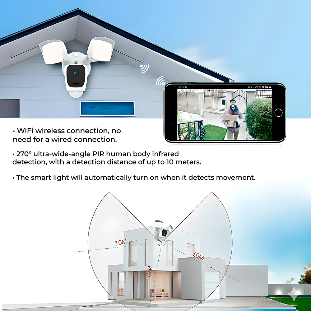 Câmera Segurança Externa Aoni 97A 3MP WiFi IP65 2500LM