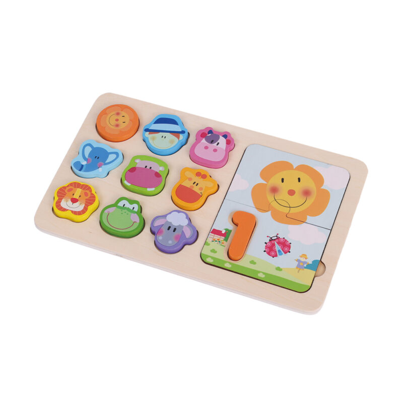 Quebra-cabeça Boby Madeira Encaixe Animais Contagem Números