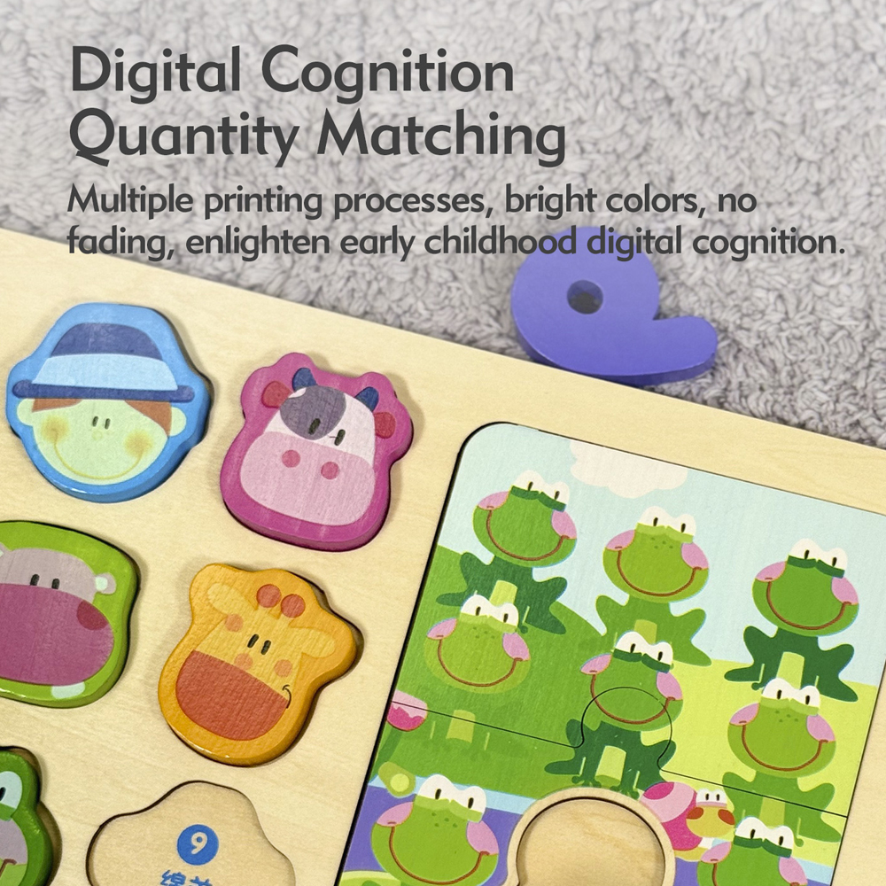 Quebra-cabeça Boby Madeira Encaixe Animais Contagem Números