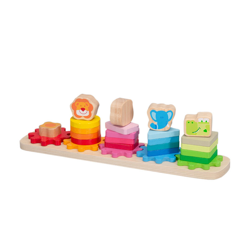 Quebra-cabeça Engrenagens Boby Madeira Classificação Animais