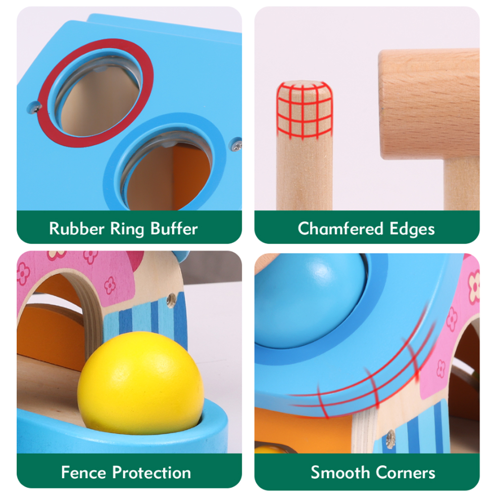 Casa Bater Madeira Boby Educativo Martelo Bolas 1 a 3 Anos