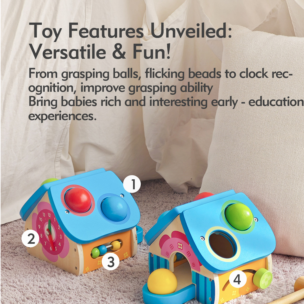 Casa Bater Madeira Boby Educativo Martelo Bolas 1 a 3 Anos