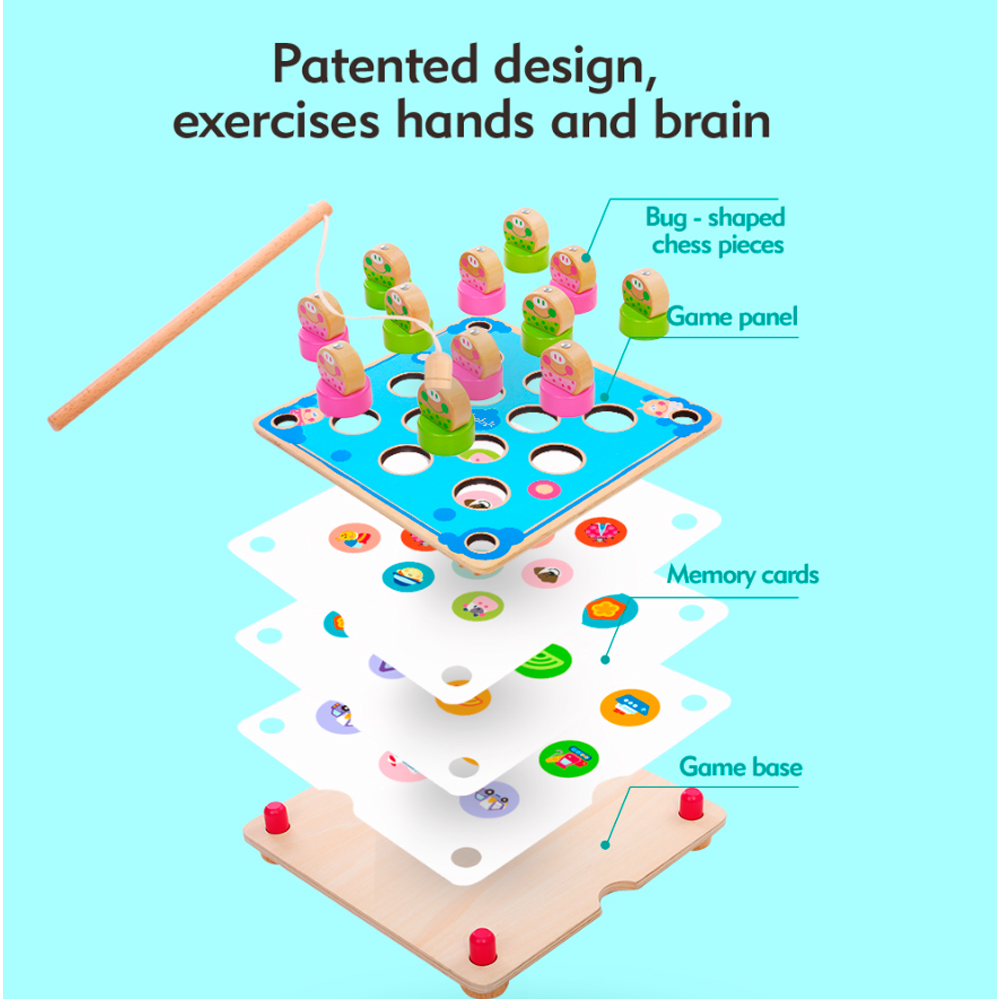 Jogo Magnético de Pesca e Memória Boby Peças em Madeira