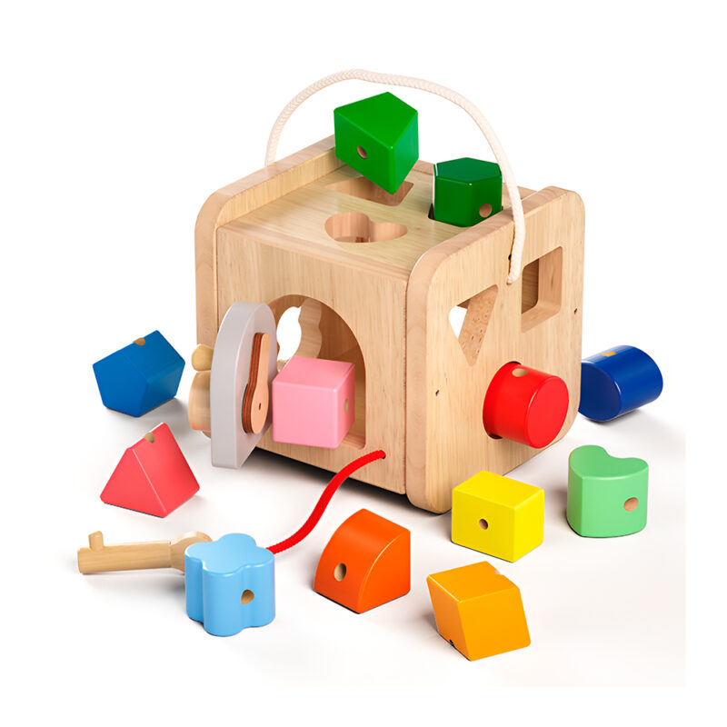 Classificador Formas Boby Caixa Madeira Encaixe Cor Natural