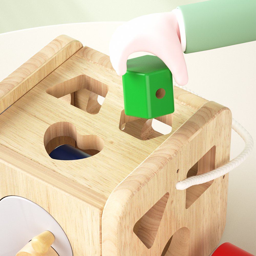 Classificador Formas Boby Caixa Madeira Encaixe Coloridas